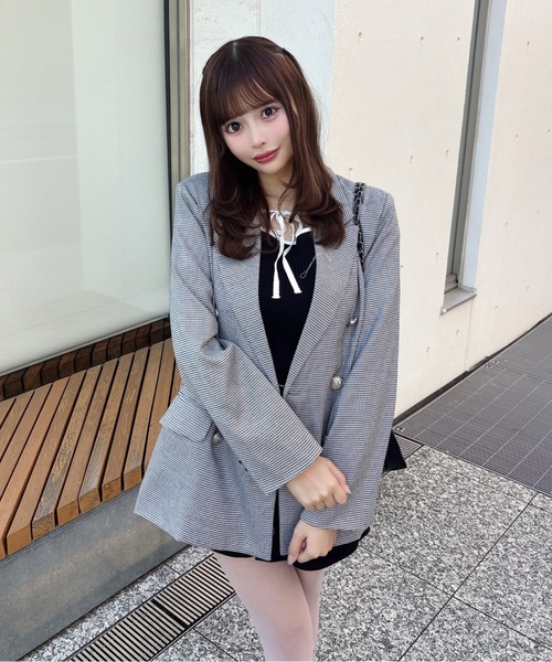 one way（ワンウェイ）の「ダブルブレストジャケット（テーラードジャケット・レディース・ネイビー/ブラック/ブラック系その他・FREE）」の11枚目の写真