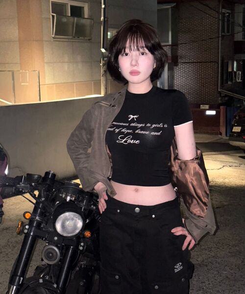 NCOVER（エヌカバー）の「ラブレースクロップ半袖Tシャツブラック（Tシャツ/カットソー・レディース・その他・FREE）」の4枚目の写真