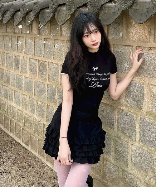 NCOVER（エヌカバー）の「ラブレースクロップ半袖Tシャツブラック（Tシャツ/カットソー・レディース・その他・FREE）」の7枚目の写真