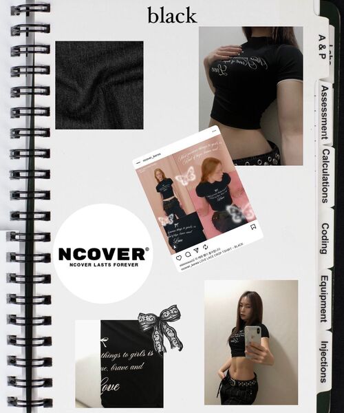NCOVER（エヌカバー）の「ラブレースクロップ半袖Tシャツブラック（Tシャツ/カットソー・レディース・その他・FREE）」の3枚目の写真