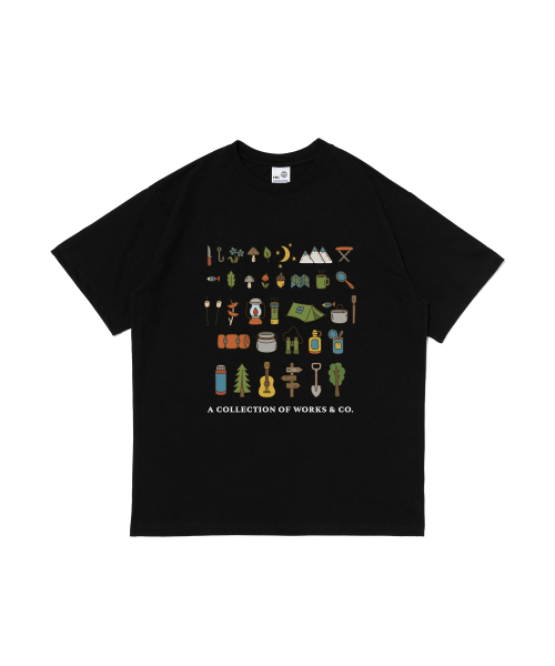 WORKS & CO.(ワークス アンド コー)の「キャンピングコレクション 半袖Tシャツ (ブラック)(Tシャツ/カットソー・レディース・その他・M/L/2XL/XL)」の1枚目の写真