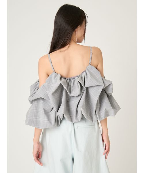 FRAY I.D（フレイアイディー）の「ボリュームパフブラウス（シャツ/ブラウス・レディース・チェック/ホワイト/ブラウン・F）」の5枚目の写真