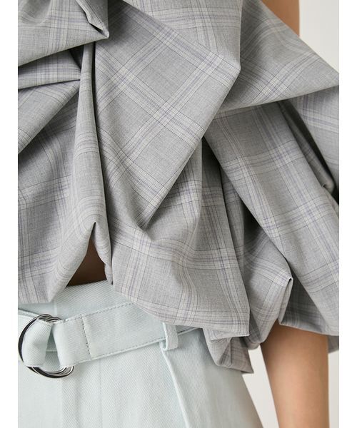 FRAY I.D（フレイアイディー）の「ボリュームパフブラウス（シャツ/ブラウス・レディース・チェック/ホワイト/ブラウン・F）」の9枚目の写真