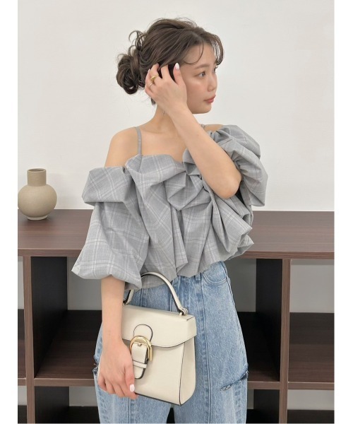 FRAY I.D（フレイアイディー）の「ボリュームパフブラウス（シャツ/ブラウス・レディース・チェック/ホワイト/ブラウン・F）」の21枚目の写真