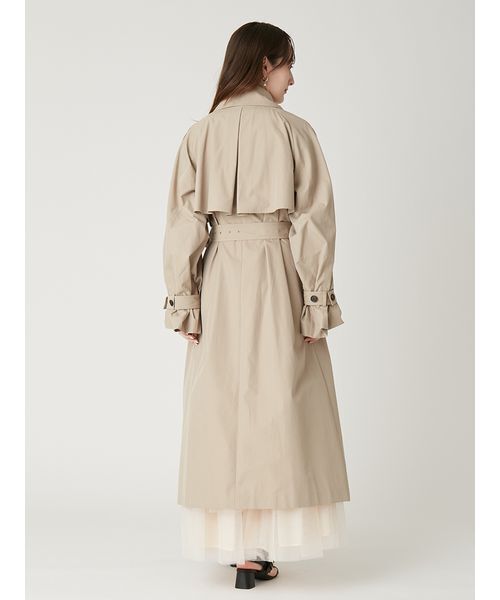 FRAY I.D（フレイアイディー）の「シャンブレーツイルロングトレンチコート／撥水（トレンチコート・レディース・ライトベージュ/ミント/ベージュ・0/1）」の10枚目の写真