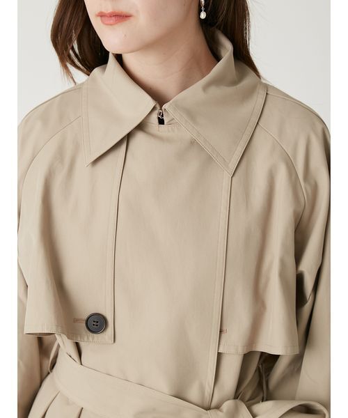 FRAY I.D（フレイアイディー）の「シャンブレーツイルロングトレンチコート／撥水（トレンチコート・レディース・ライトベージュ/ミント/ベージュ・0/1）」の12枚目の写真