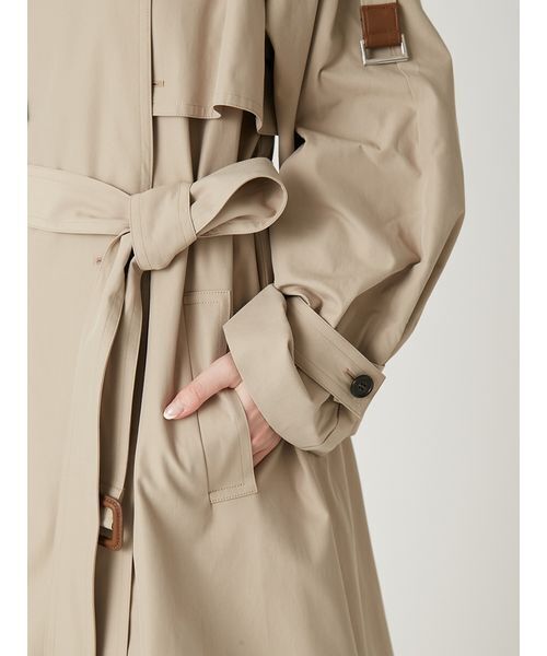 FRAY I.D（フレイアイディー）の「シャンブレーツイルロングトレンチコート／撥水（トレンチコート・レディース・ライトベージュ/ミント/ベージュ・0/1）」の15枚目の写真