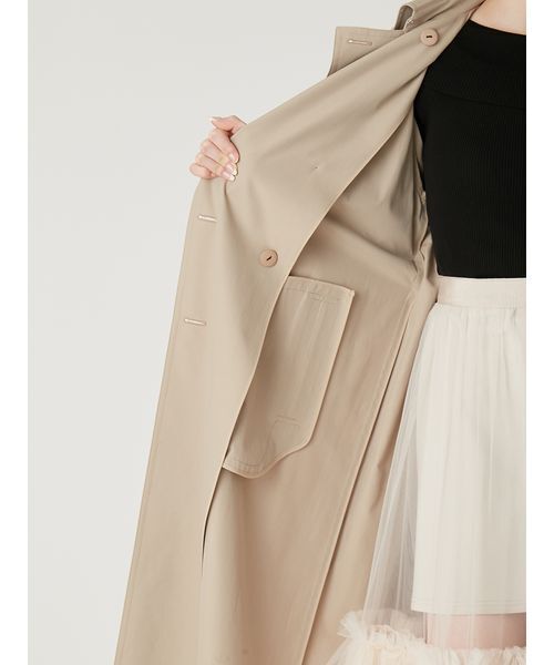 FRAY I.D（フレイアイディー）の「シャンブレーツイルロングトレンチコート／撥水（トレンチコート・レディース・ライトベージュ/ミント/ベージュ・0/1）」の20枚目の写真