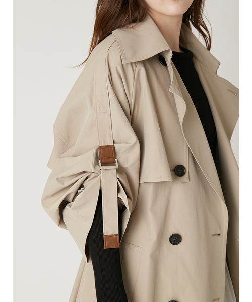 FRAY I.D（フレイアイディー）の「シャンブレーツイルロングトレンチコート／撥水（トレンチコート・レディース・ライトベージュ/ミント/ベージュ・0/1）」の21枚目の写真