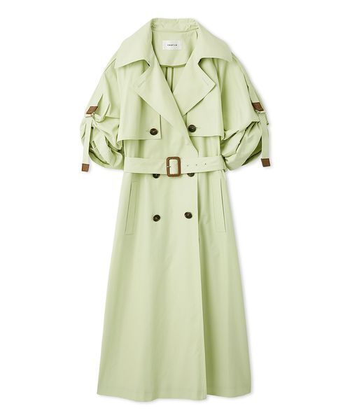 FRAY I.D（フレイアイディー）の「シャンブレーツイルロングトレンチコート／撥水（トレンチコート・レディース・ライトベージュ/ミント/ベージュ・0/1）」の6枚目の写真