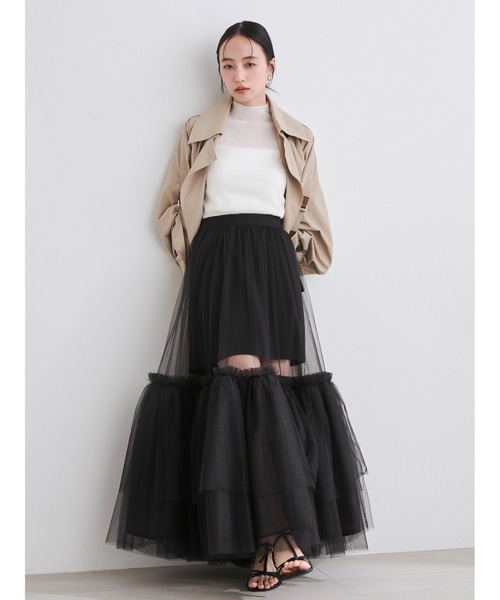 FRAY I.D（フレイアイディー）の「シャンブレーツイルロングトレンチコート／撥水（トレンチコート・レディース・ライトベージュ/ミント/ベージュ・0/1）」の7枚目の写真