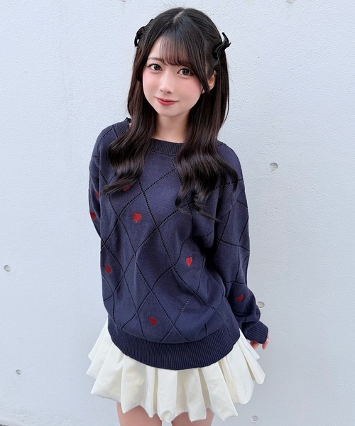 NOMAE(ノーマエ)の「ラメ刺繍ハートニット(ニット/セーター・レディース・アイボリー/グレー/ダークブルー・FREE)」の14枚目の写真