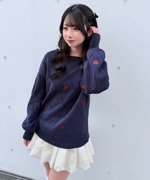 NOMAE(ノーマエ)の「ラメ刺繍ハートニット(ニット/セーター・レディース・アイボリー/グレー/ダークブルー・FREE)」の15枚目の写真