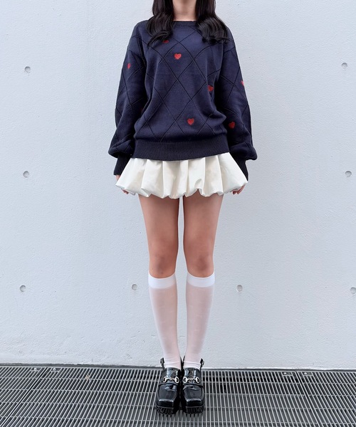 NOMAE(ノーマエ)の「ラメ刺繍ハートニット(ニット/セーター・レディース・アイボリー/グレー/ダークブルー・FREE)」の16枚目の写真