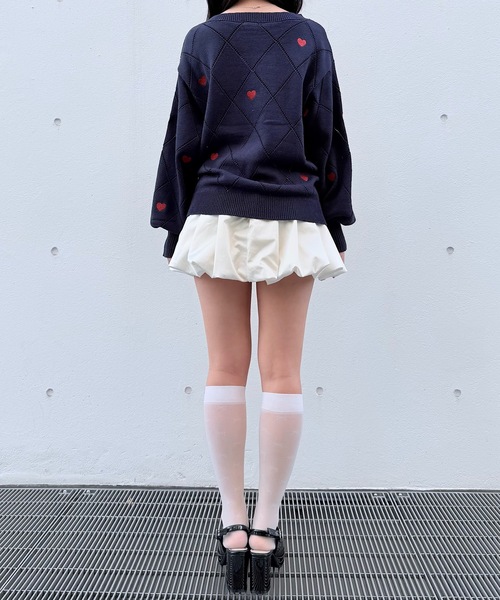 NOMAE(ノーマエ)の「ラメ刺繍ハートニット(ニット/セーター・レディース・アイボリー/グレー/ダークブルー・FREE)」の18枚目の写真