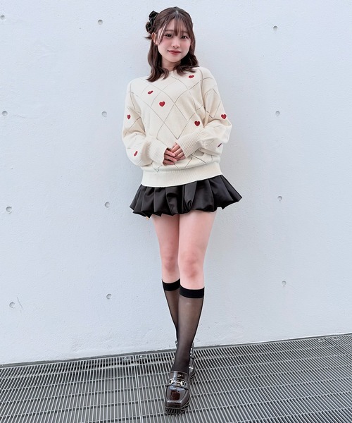 NOMAE(ノーマエ)の「ラメ刺繍ハートニット(ニット/セーター・レディース・アイボリー/グレー/ダークブルー・FREE)」の8枚目の写真