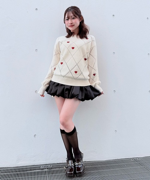 NOMAE(ノーマエ)の「ラメ刺繍ハートニット(ニット/セーター・レディース・アイボリー/グレー/ダークブルー・FREE)」の10枚目の写真