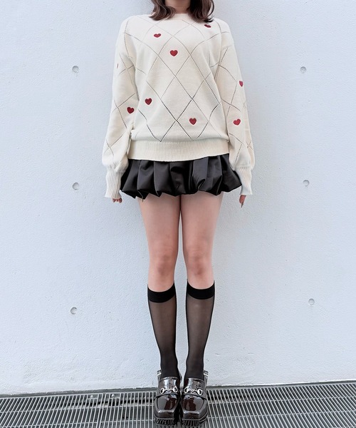 NOMAE(ノーマエ)の「ラメ刺繍ハートニット(ニット/セーター・レディース・アイボリー/グレー/ダークブルー・FREE)」の11枚目の写真