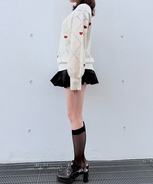 NOMAE(ノーマエ)の「ラメ刺繍ハートニット(ニット/セーター・レディース・アイボリー/グレー/ダークブルー・FREE)」の12枚目の写真