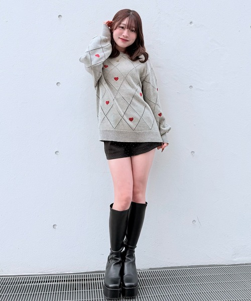 NOMAE(ノーマエ)の「ラメ刺繍ハートニット(ニット/セーター・レディース・アイボリー/グレー/ダークブルー・FREE)」の20枚目の写真