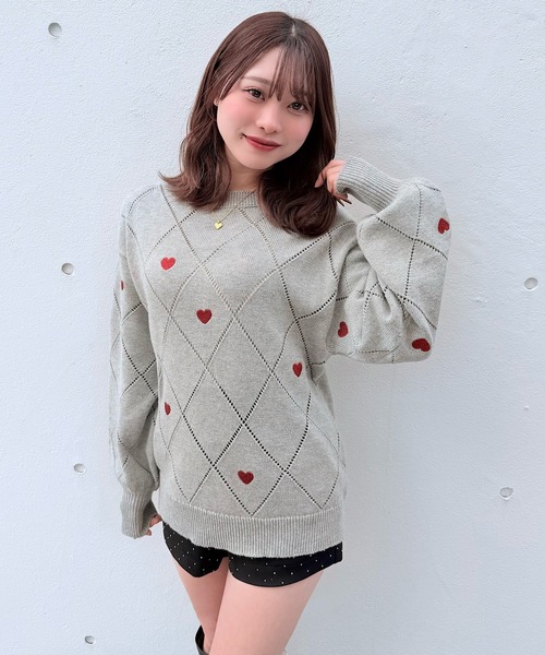 NOMAE(ノーマエ)の「ラメ刺繍ハートニット(ニット/セーター・レディース・アイボリー/グレー/ダークブルー・FREE)」の22枚目の写真