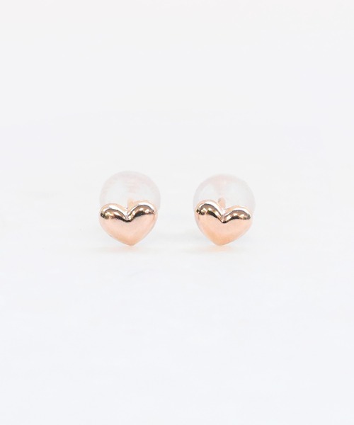 sowi(ソーイ)の「K10YG/PG ぷっくり ハート ミニピアス(ピアス(両耳用)・レディース・ゴールド/ピンク・フリ-)」の1枚目の写真