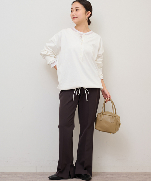 JOURNAL STANDARD relume（ジャーナルスタンダード　レリューム）の「《WEB限定追加2》オーバーサイズヘンリーネック（Tシャツ/カットソー・レディース・ホワイト/ブラック/ブラック系その他・FREE）」の19枚目の写真