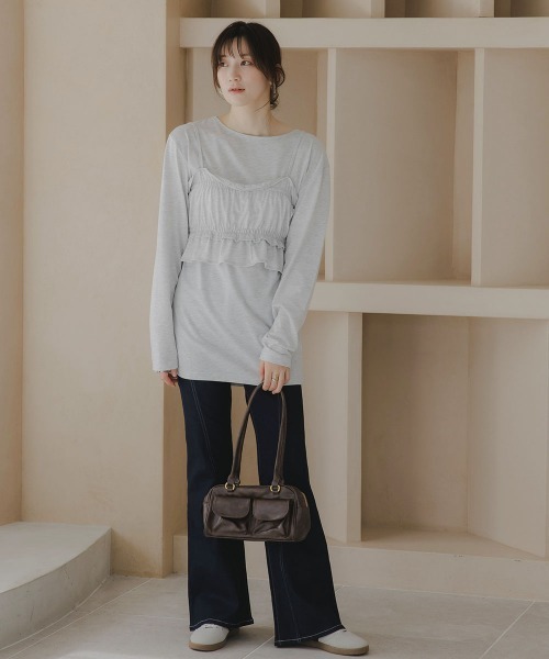 slattgir(スラットジール)の「高身長 ビスチェ付きロンT(トールサイズ)Essenave(Tシャツ/カットソー・レディース・オートミール/ネイビー系・T3L/TLL/TL/TM)」の7枚目の写真