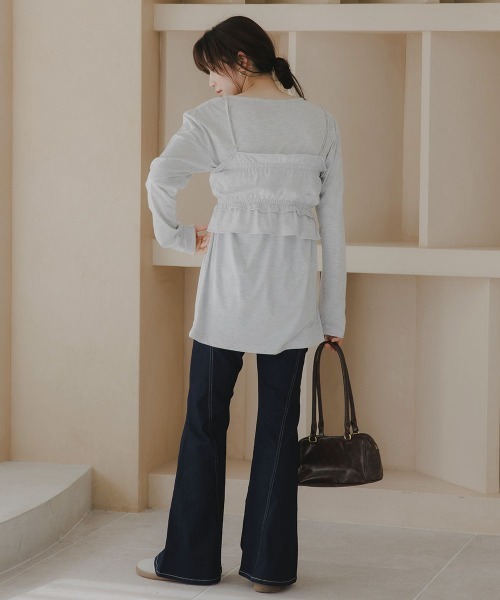 slattgir(スラットジール)の「高身長 ビスチェ付きロンT(トールサイズ)Essenave(Tシャツ/カットソー・レディース・オートミール/ネイビー系・T3L/TLL/TL/TM)」の10枚目の写真