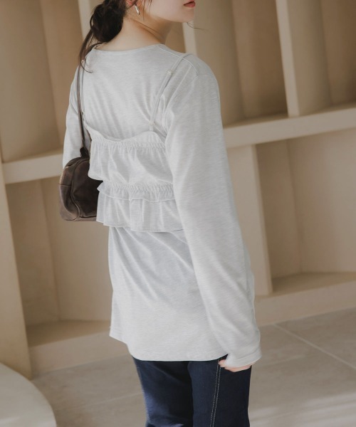 slattgir(スラットジール)の「高身長 ビスチェ付きロンT(トールサイズ)Essenave(Tシャツ/カットソー・レディース・オートミール/ネイビー系・T3L/TLL/TL/TM)」の11枚目の写真
