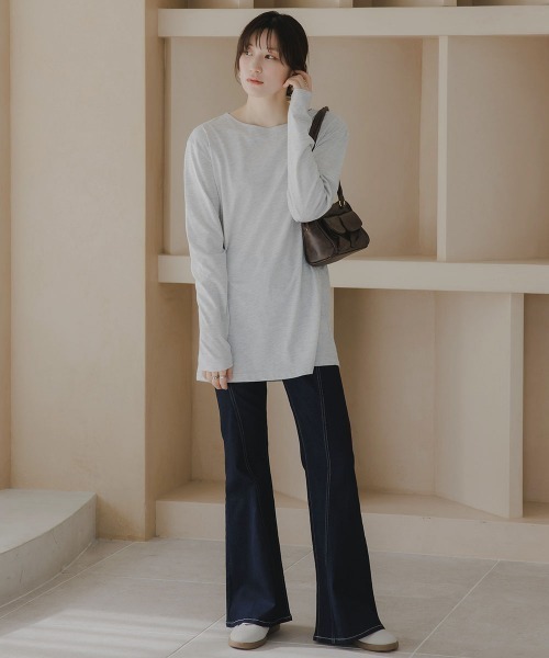slattgir(スラットジール)の「高身長 ビスチェ付きロンT(トールサイズ)Essenave(Tシャツ/カットソー・レディース・オートミール/ネイビー系・T3L/TLL/TL/TM)」の13枚目の写真