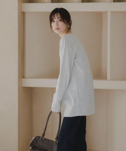 slattgir(スラットジール)の「高身長 ビスチェ付きロンT(トールサイズ)Essenave(Tシャツ/カットソー・レディース・オートミール/ネイビー系・T3L/TLL/TL/TM)」の6枚目の写真