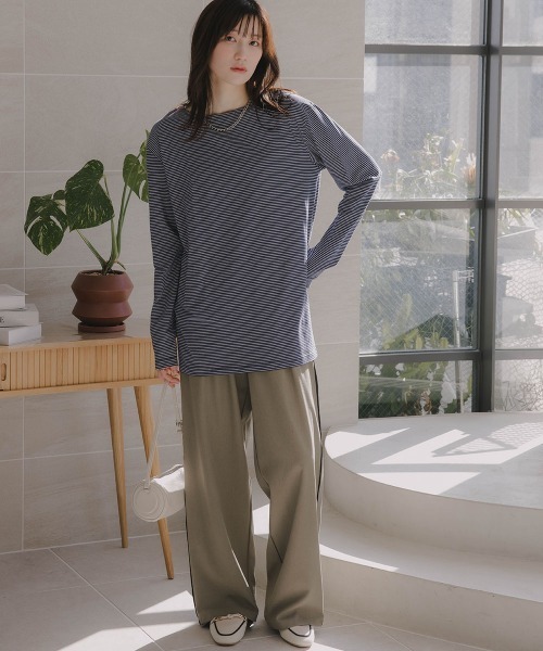 slattgir(スラットジール)の「高身長 ビスチェ付きロンT(トールサイズ)Essenave(Tシャツ/カットソー・レディース・オートミール/ネイビー系・T3L/TLL/TL/TM)」の19枚目の写真