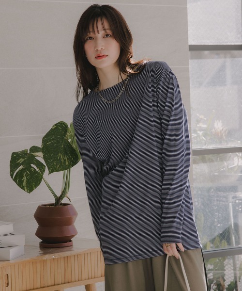 slattgir(スラットジール)の「高身長 ビスチェ付きロンT(トールサイズ)Essenave(Tシャツ/カットソー・レディース・オートミール/ネイビー系・T3L/TLL/TL/TM)」の21枚目の写真