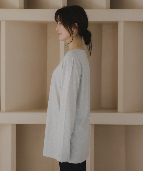 slattgir(スラットジール)の「高身長 ビスチェ付きロンT(トールサイズ)Essenave(Tシャツ/カットソー・レディース・オートミール/ネイビー系・T3L/TLL/TL/TM)」の4枚目の写真