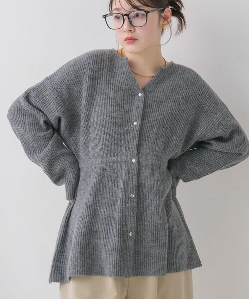 RETRO GIRL(レトロガール)の「モヘアペプラムカーデ(ニット/セーター・レディース・ピンク/ライトグレー/ナチュラル・FREE)」の2枚目の写真