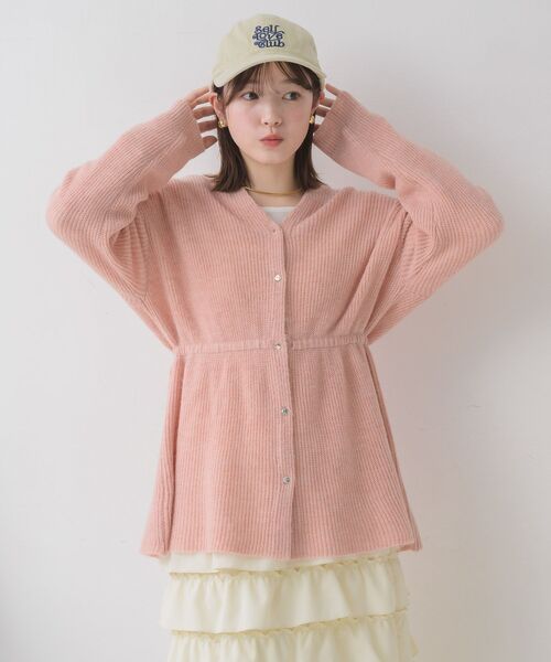 RETRO GIRL(レトロガール)の「モヘアペプラムカーデ(ニット/セーター・レディース・ピンク/ライトグレー/ナチュラル・FREE)」の14枚目の写真