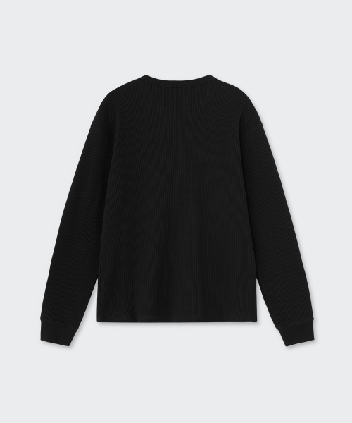 MUSINSA STANDARD（ムシンサスタンダード）の「ワッフルヘンリーネック長袖Tシャツ[ブラック]（Tシャツ/カットソー・メンズ・その他・X-LARGE/2XL/3XL/LARGE/MEDIUM/SMALL）」の5枚目の写真