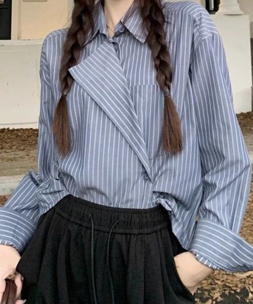 Flugge(フラッジー)の「デザインカラーストライプシャツ(シャツ/ブラウス・レディース・ブルー・MEDIUM/LARGE)」の4枚目の写真