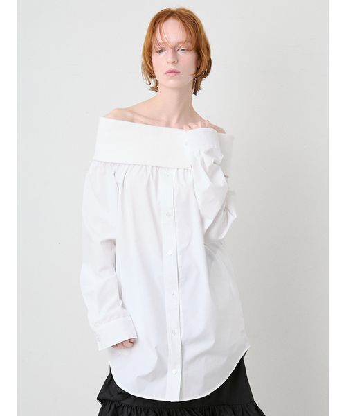 SORIN(ソリン )の「Off Shoulder Shirt Tunic/オフショルダーシャツチュニック(シャツ/ブラウス・レディース・ライトブルー/ストライプ/ホワイト・38)」の2枚目の写真