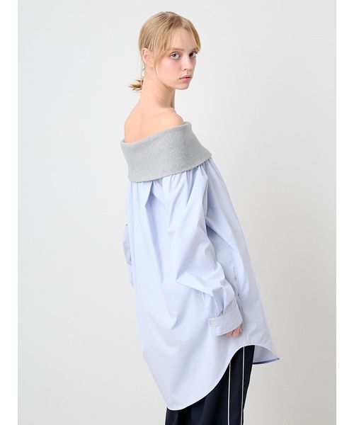 SORIN(ソリン )の「Off Shoulder Shirt Tunic/オフショルダーシャツチュニック(シャツ/ブラウス・レディース・ライトブルー/ストライプ/ホワイト・38)」の6枚目の写真