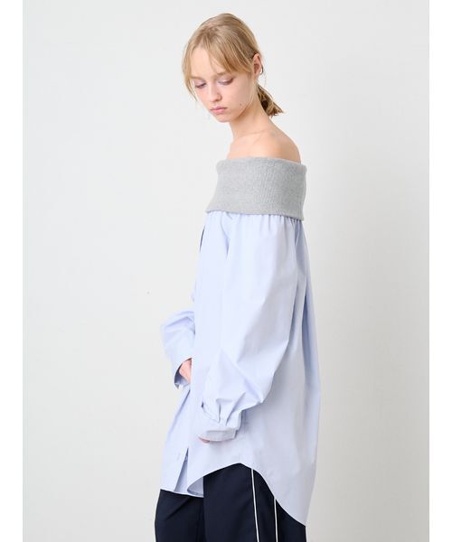 SORIN(ソリン )の「Off Shoulder Shirt Tunic/オフショルダーシャツチュニック(シャツ/ブラウス・レディース・ライトブルー/ストライプ/ホワイト・38)」の7枚目の写真