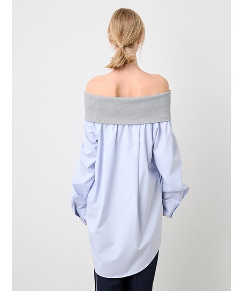 SORIN(ソリン )の「Off Shoulder Shirt Tunic/オフショルダーシャツチュニック(シャツ/ブラウス・レディース・ライトブルー/ストライプ/ホワイト・38)」の8枚目の写真