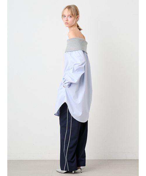 SORIN(ソリン )の「Off Shoulder Shirt Tunic/オフショルダーシャツチュニック(シャツ/ブラウス・レディース・ライトブルー/ストライプ/ホワイト・38)」の10枚目の写真