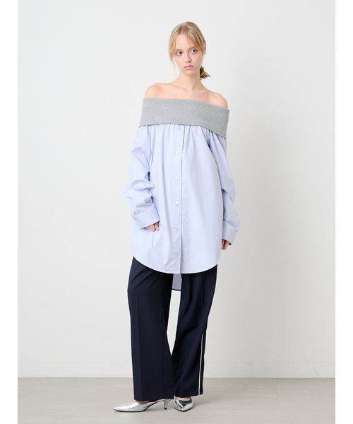 SORIN(ソリン )の「Off Shoulder Shirt Tunic/オフショルダーシャツチュニック(シャツ/ブラウス・レディース・ライトブルー/ストライプ/ホワイト・38)」の19枚目の写真