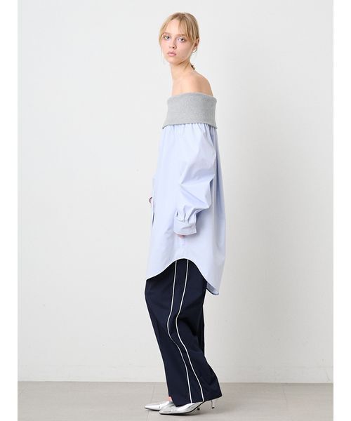 SORIN(ソリン )の「Off Shoulder Shirt Tunic/オフショルダーシャツチュニック(シャツ/ブラウス・レディース・ライトブルー/ストライプ/ホワイト・38)」の20枚目の写真