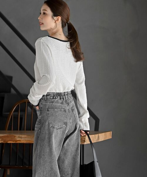 rps(アールピーエス)の「配色ふくれジャガードアソートカットソー(Tシャツ/カットソー・レディース・ホワイト系その他2/オフホワイト・フリー)」の5枚目の写真