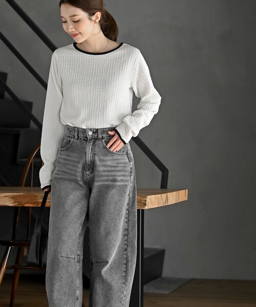 rps(アールピーエス)の「配色ふくれジャガードアソートカットソー(Tシャツ/カットソー・レディース・ホワイト系その他2/オフホワイト・フリー)」の6枚目の写真