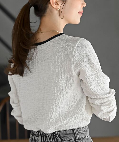 rps(アールピーエス)の「配色ふくれジャガードアソートカットソー(Tシャツ/カットソー・レディース・ホワイト系その他2/オフホワイト・フリー)」の8枚目の写真