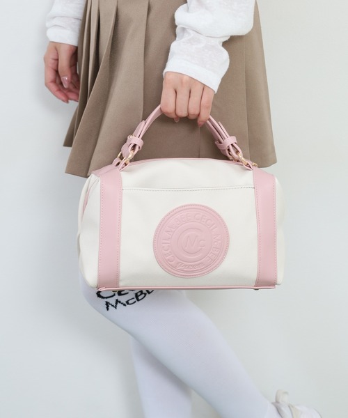 CECIL McBEE(セシルマクビー)の「Emblem Shoulder Bag(ボストンバッグ・レディース・ホワイト/ピンク/ベージュ・F)」の4枚目の写真